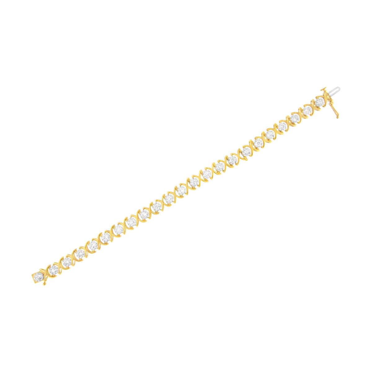 Pulsera "XOXO" de Oro Amarillo de 10K en Plata Esterlina con Diamantes de 2 cttw (Claridad J-K, Color I1-I2) - Talla 7.25"