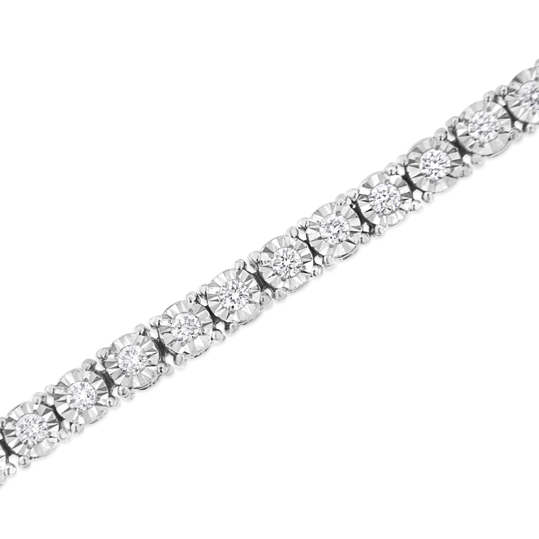 .925 Sterling Silver 3.0 Cttw Lab Grown Diamond Illusion-Set Miracle Plate Tennis Bracelet (G-H Color, VS1-VS2 Clarity) - Size 7.25"
