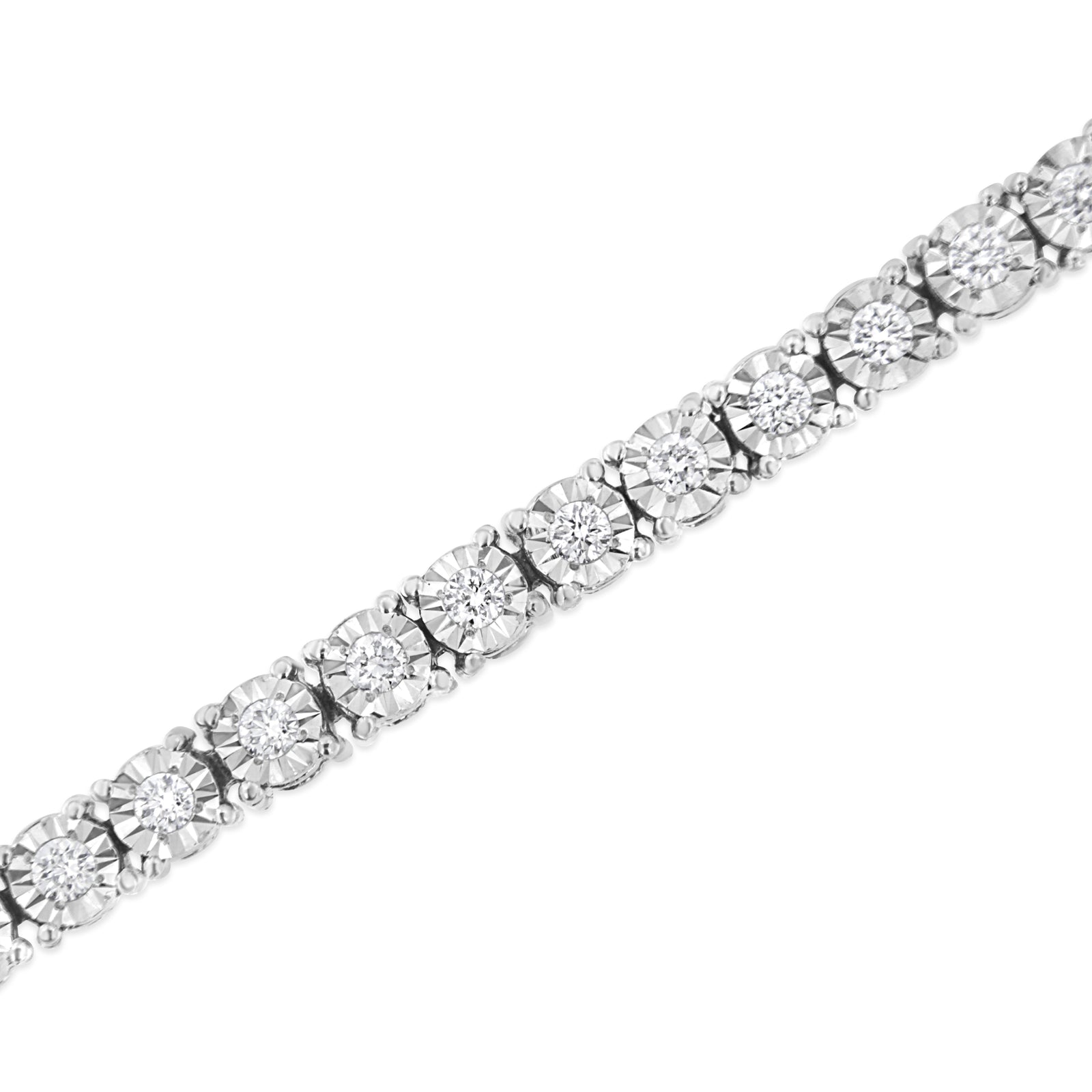.925 Sterling Silver 3.0 Cttw Lab Grown Diamond Illusion-Set Miracle Plate Tennis Bracelet (G-H Color, VS1-VS2 Clarity) - Size 7.25"