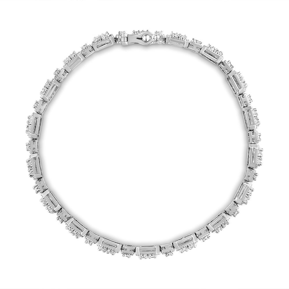 Pulsera de eslabones cuadrados con diamantes de oro blanco de 10 quilates y 2,0 quilates de peso total (color J-K, claridad I2-I3) - 7,25 pulgadas