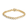 14K Yellow Gold Plated .925 Sterling Silver 1/10 Cttw Diamond Open Circle Beaded Wheel Link Tennis Bracelet (I-J Color, I3 Clarity) - 7.25