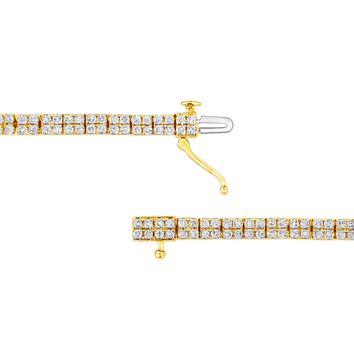 Pulsera de eslabones de oro amarillo de 14 quilates con baño de plata esterlina .925 y diamantes de 3.0 quilates (color K-L, claridad I2-I3) - 7.25"