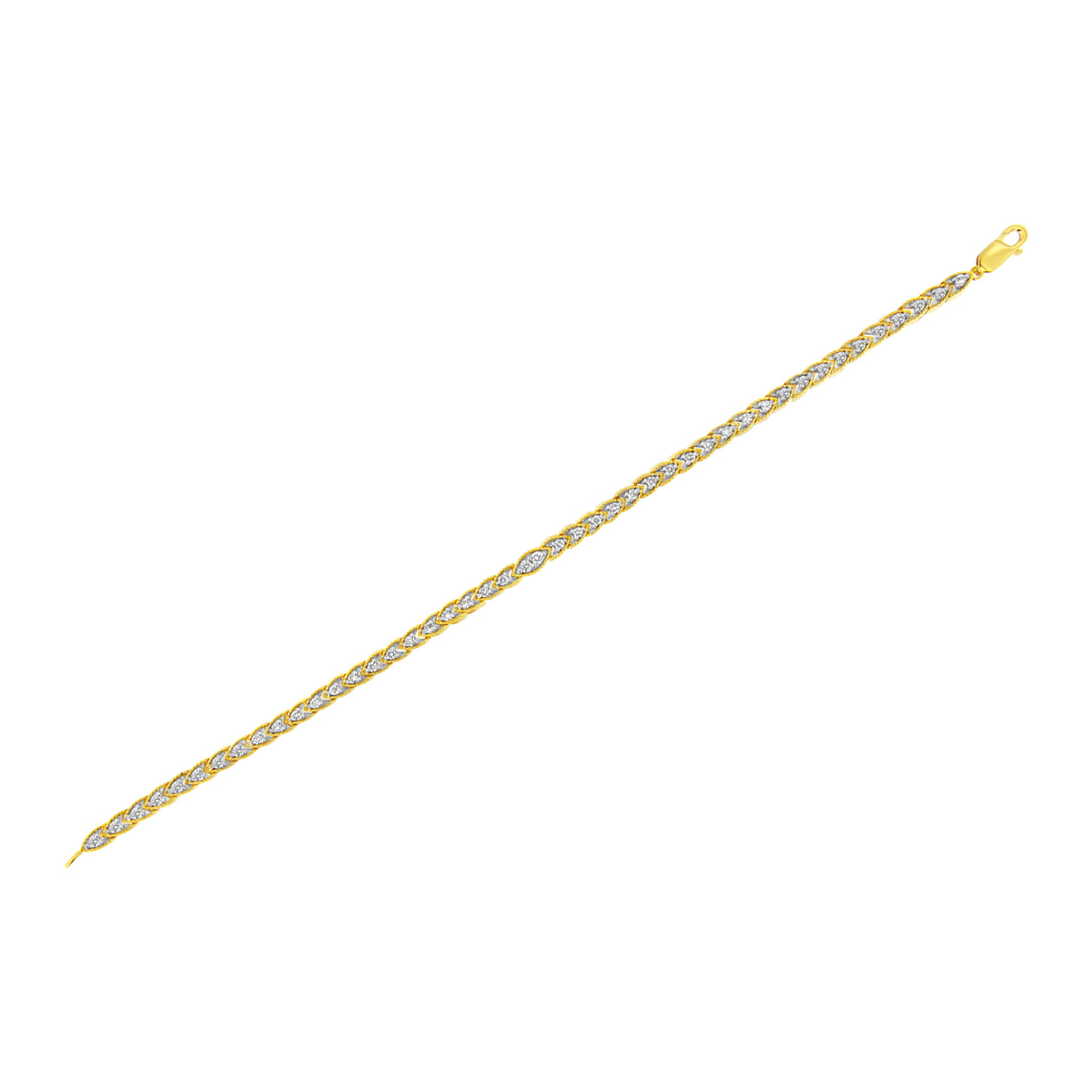 Pulsera de eslabones de oro amarillo de 10 quilates chapada en plata esterlina .925 con diamantes en forma de pera engastados en garras de 1 quilate total (color I-J, claridad I1-I2) - 7.25"