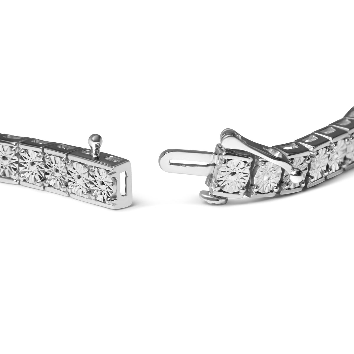Pulsera de eslabones de plata esterlina .925 con 1/10 Cttw de diamante de 18.41 cm (Color I-J, Claridad I2-I3)