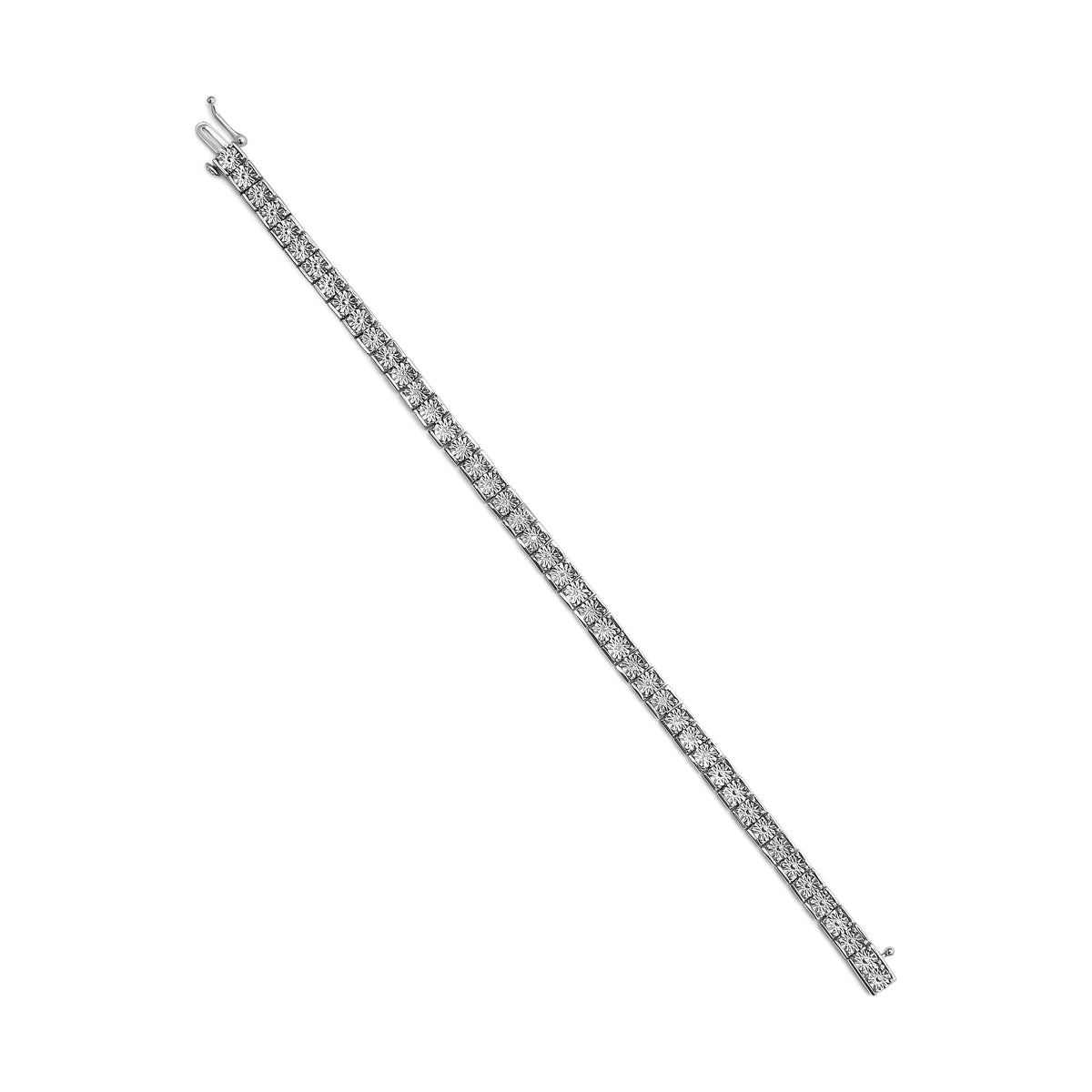 Pulsera de eslabones de plata esterlina .925 con 1/10 Cttw de diamante de 18.41 cm (Color I-J, Claridad I2-I3)