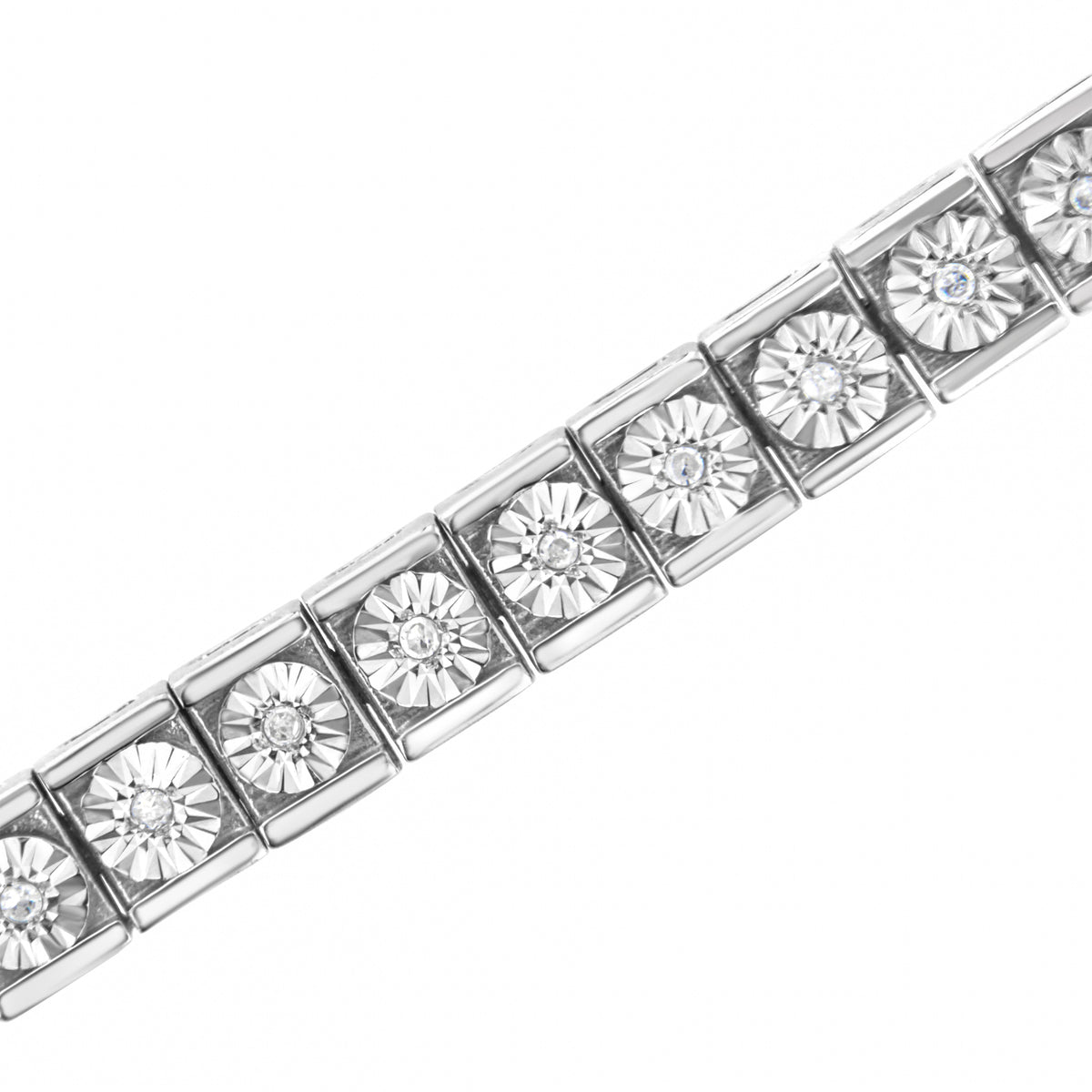 Pulsera de tenis clásica de plata de ley .925 con detalles de diamantes Miracle Set (color I-J, claridad I2-I3) - 7.25"