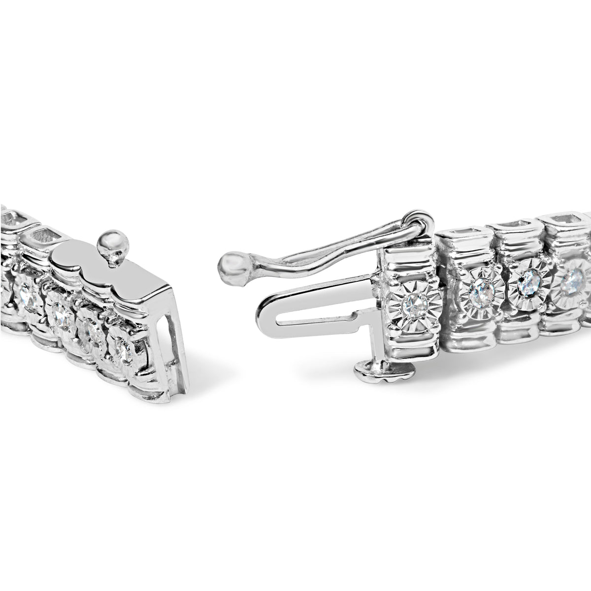 Pulsera eslabonada de línea con diamantes de 1,0 quilates totales en plata de ley .925 (color I-J, claridad I1-I2) - Tamaño 7,25" pulgadas