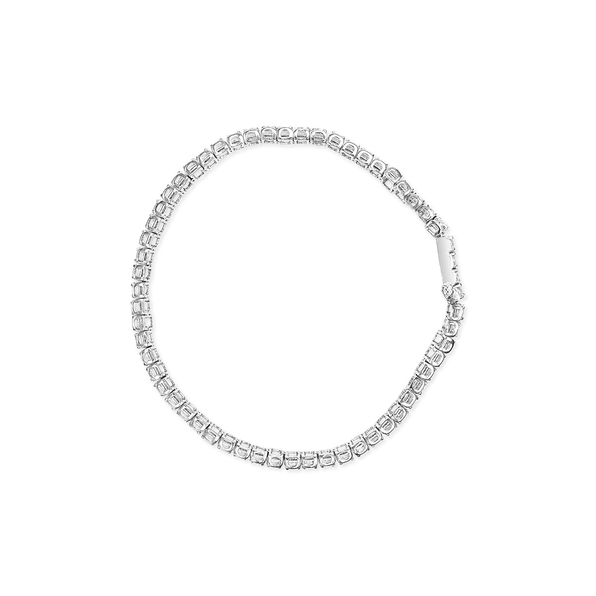 Pulsera eslabonada de línea con diamantes de 1,0 quilates totales en plata de ley .925 (color I-J, claridad I1-I2) - Tamaño 7,25" pulgadas