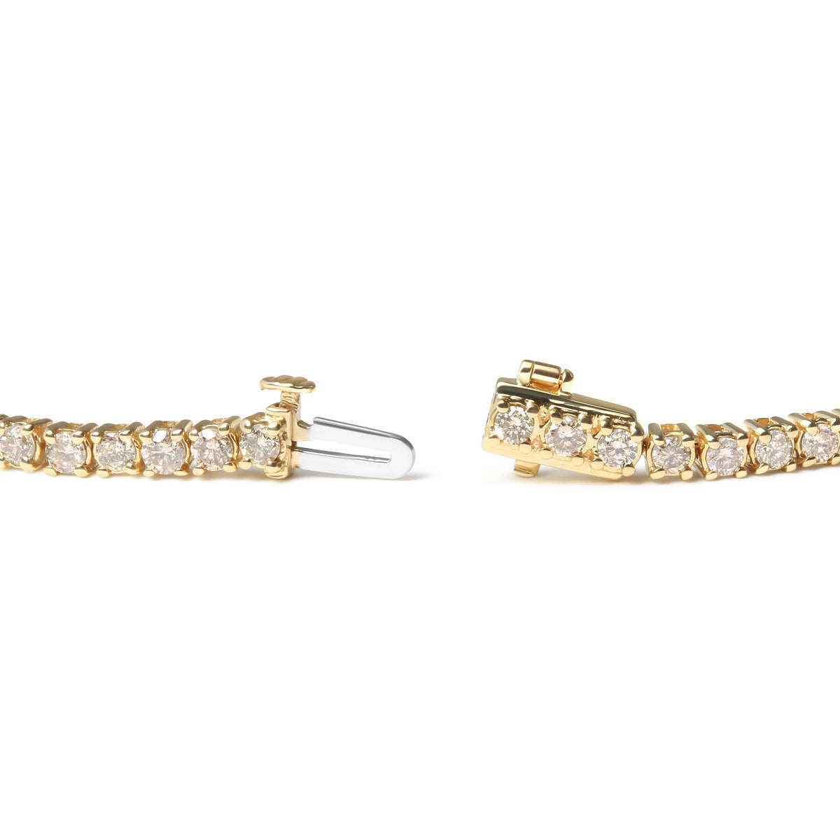 Pulsera de tenis de oro amarillo de 14 quilates con diamantes de corte redondo brillante de 6,0 quilates engastados en 4 garras (color K-L, claridad VS2-SI1) - 7,25"