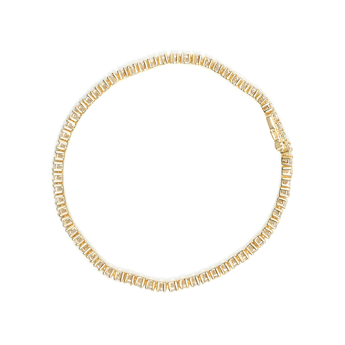 Pulsera de tenis de oro amarillo de 14 quilates con diamantes de corte redondo brillante de 6,0 quilates engastados en 4 garras (color K-L, claridad VS2-SI1) - 7,25"