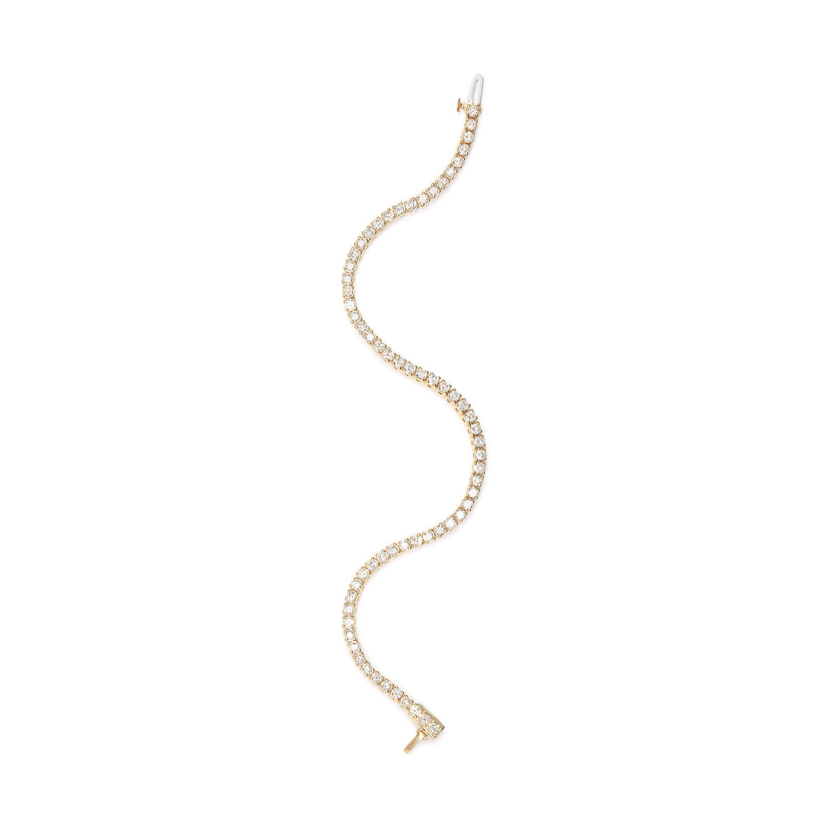 Pulsera de tenis de oro amarillo de 14 quilates con diamantes de corte redondo brillante de 6,0 quilates engastados en 4 garras (color K-L, claridad VS2-SI1) - 7,25"