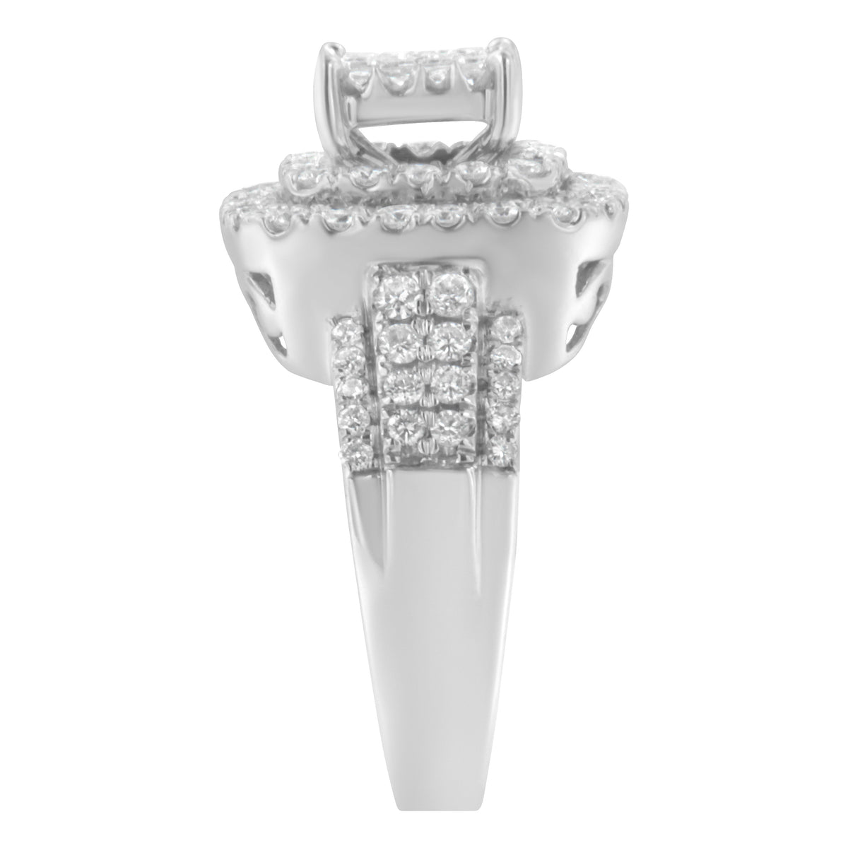 Anillo de cóctel de diamantes de oro blanco de 14 quilates (1 1/2 quilates en total, color H-I, claridad SI2-I1)