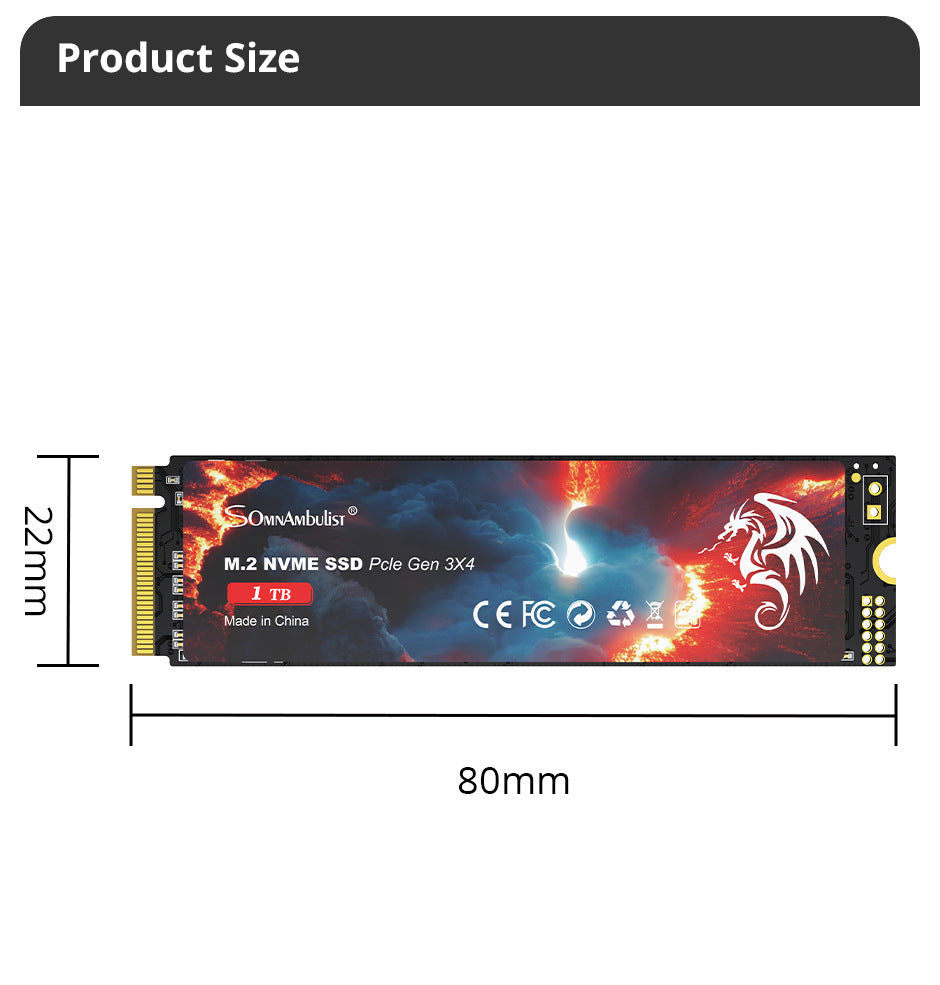 SomnAmbulist M.2 NVMe SSD PCIe Gen 3x4 2 ТБ | Высокоскоростное хранилище для ноутбуков и настольных компьютеров