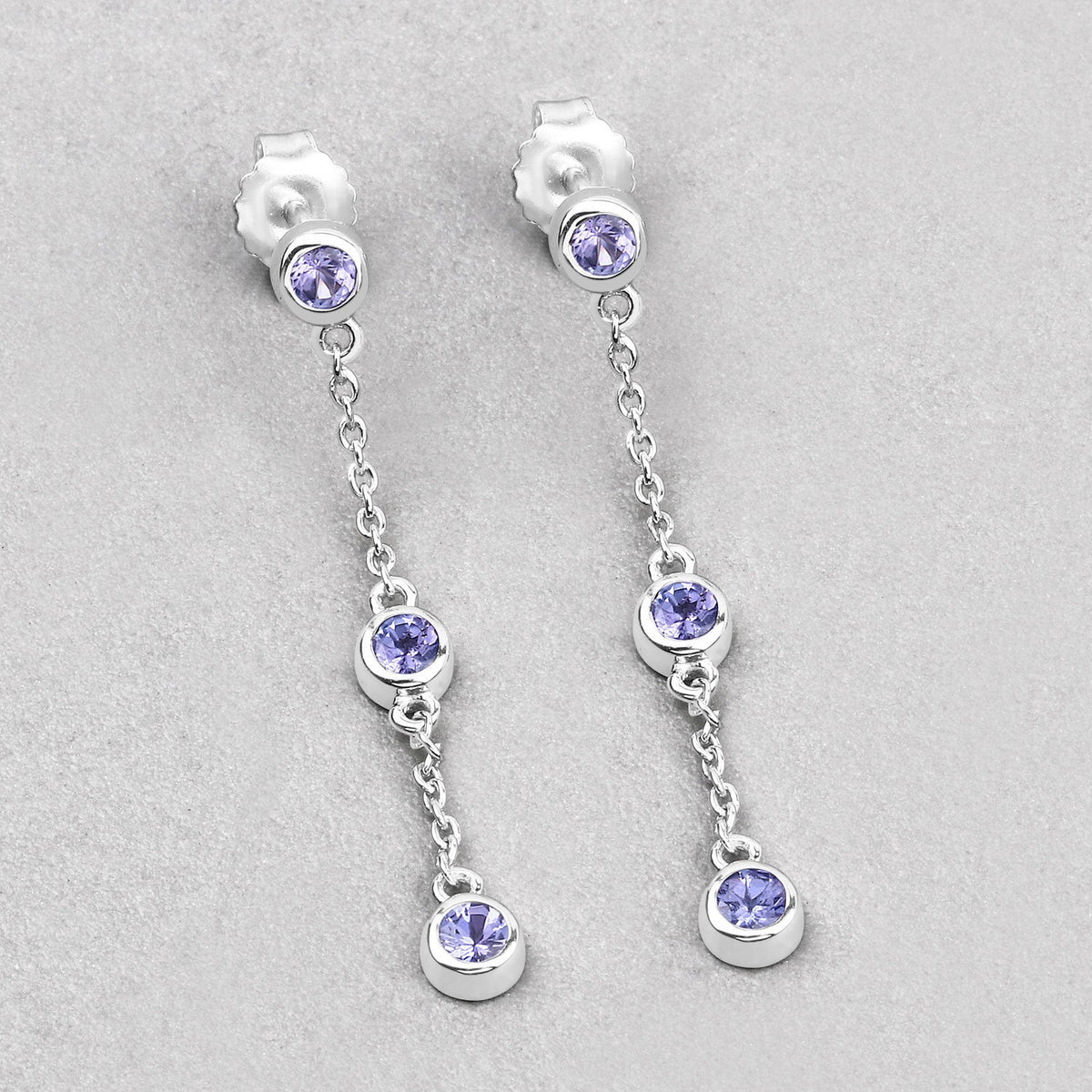0.60 Carat Genuine Tanzanite .925 Sterling Silver Earrings