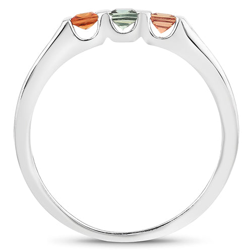 Anillo de plata de ley .925 con zafiros múltiples auténticos de 0.68 quilates