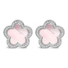 14K White Gold Mother of Pearl and 1/5 Cttw Diamond Halo Star Stud Earrings