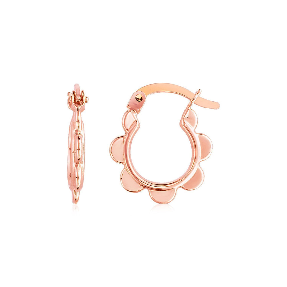 Серьги-кольца 14K из розового золота с волнистым краем