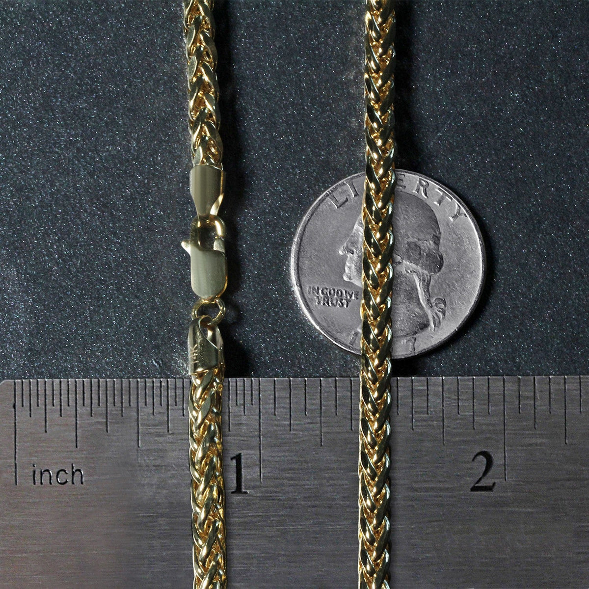 Cadena Franco redonda de oro amarillo de 14k con corte de diamante de 4.1mm