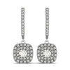 14k White Gold Double Halo Cushion Outer Shaped Diamond  Earrings (3/4 cttw)