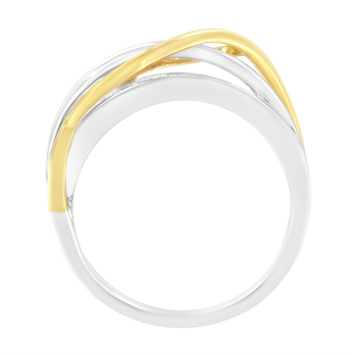 Anillo de oro blanco y amarillo de 10K con banda de 1 1/10 cttw de diamantes engastados en canal (color J, claridad I3) - Talla 7