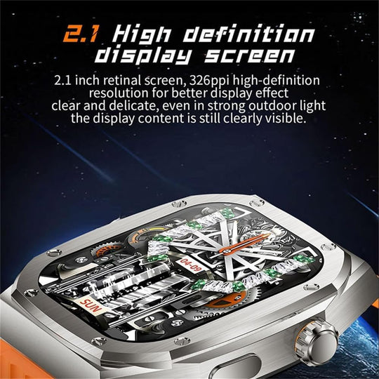 2.1" Smart Watch - Titanium & Ceramic Case, Bluetooth Calling, NFC, Compass, Altitude/Pressure Sensor