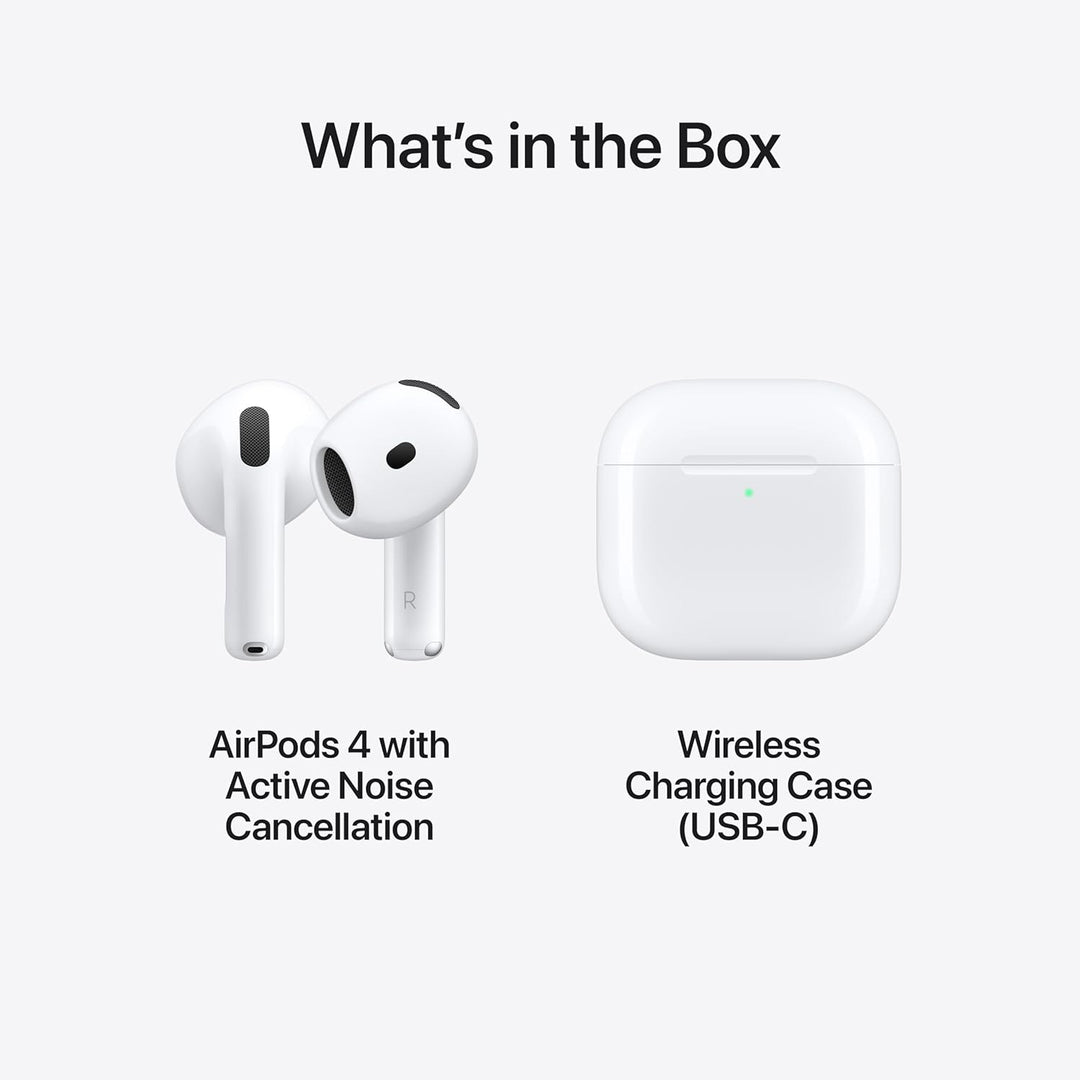 Apple AirPods 4 Wireless Earbuds with Active Noise Cancellation, Adaptive Audio, Transparency Mode, Personalized Spatial Audio, USB-C Charging Case with AppleCare+