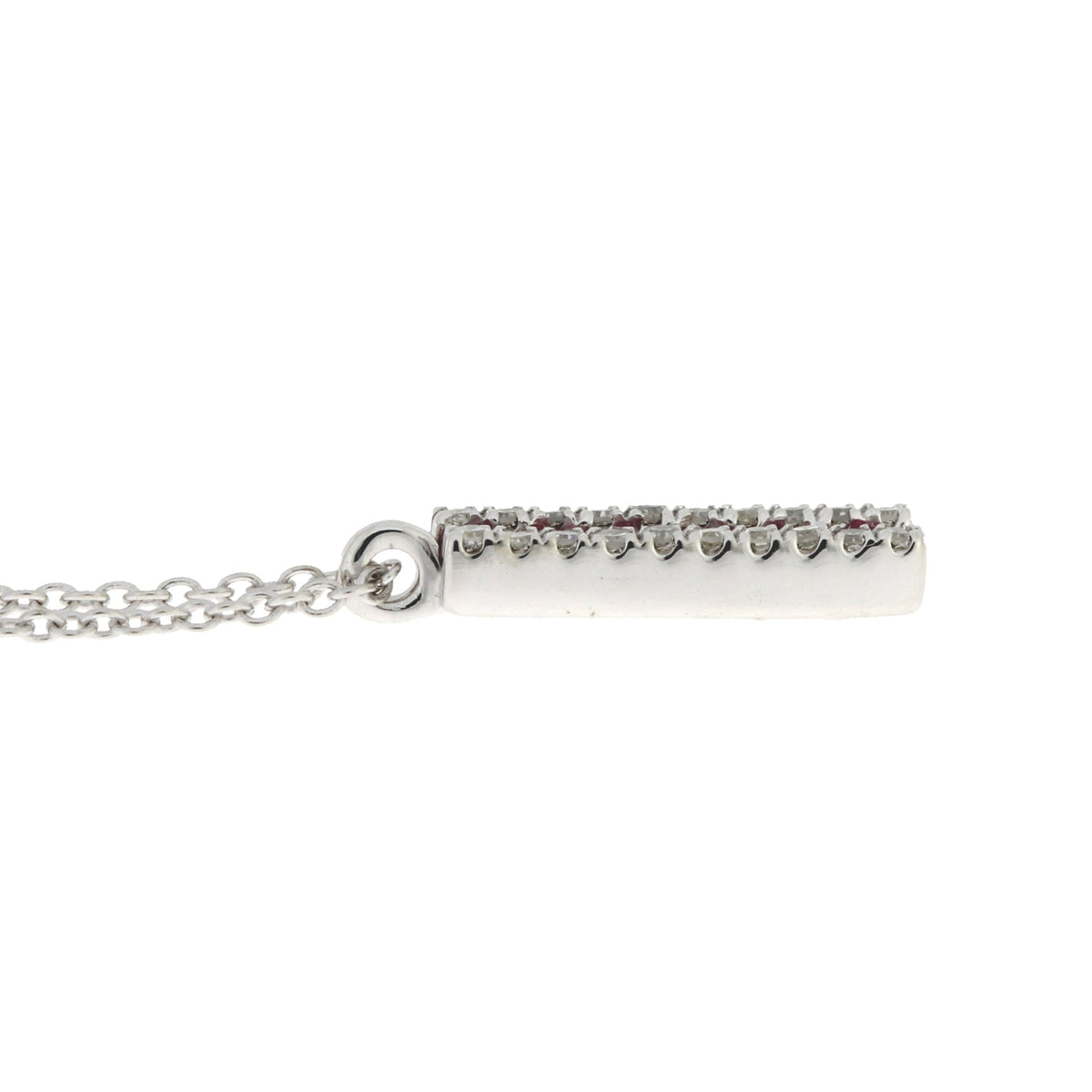 Colgantes de moda de rubí y diamantes de .30 ct en oro blanco de 14 kt