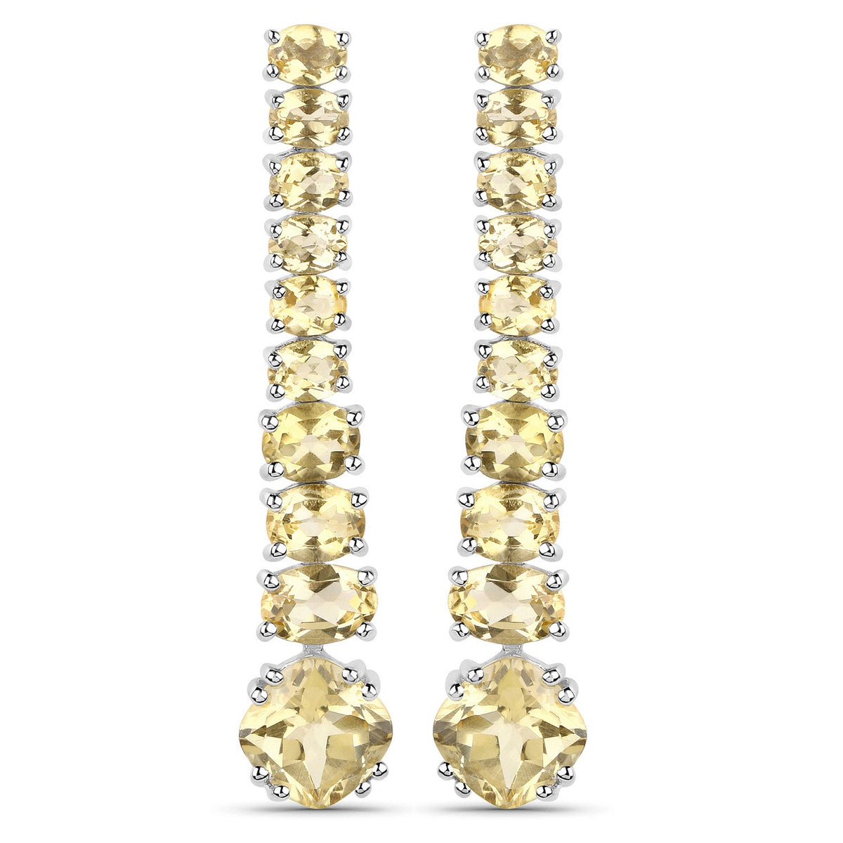 Pendientes de plata de ley .925 con citrino auténtico de 7,22 quilates bañados en oro blanco de 18K