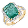 Anillo de oro amarillo de 14 quilates con esmeralda zambiana auténtica de 6,96 quilates y diamantes blancos, certificado por IGI