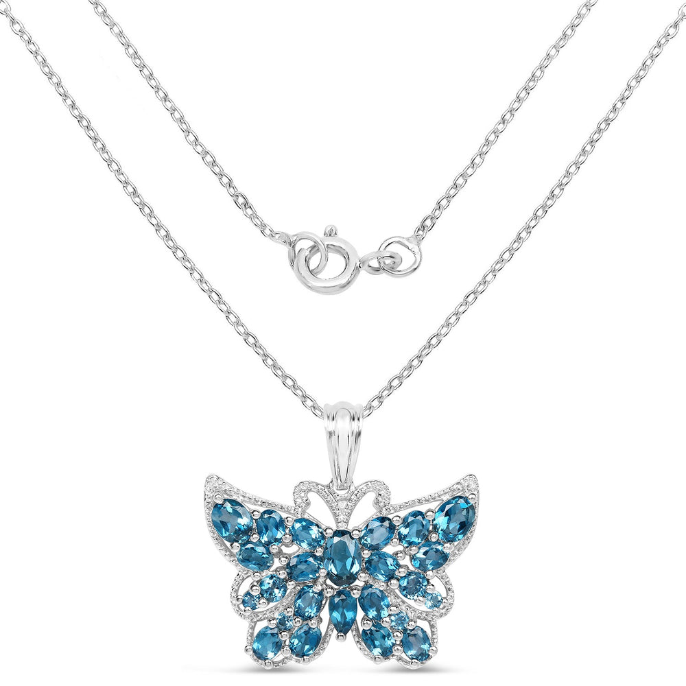 Colgante de plata de ley .925 con topacio azul de Londres de 4,81 quilates genuino
