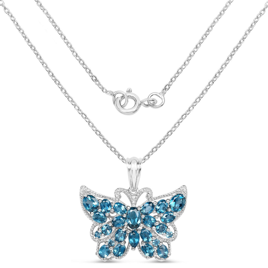Colgante de plata de ley .925 con topacio azul de Londres de 4,81 quilates genuino