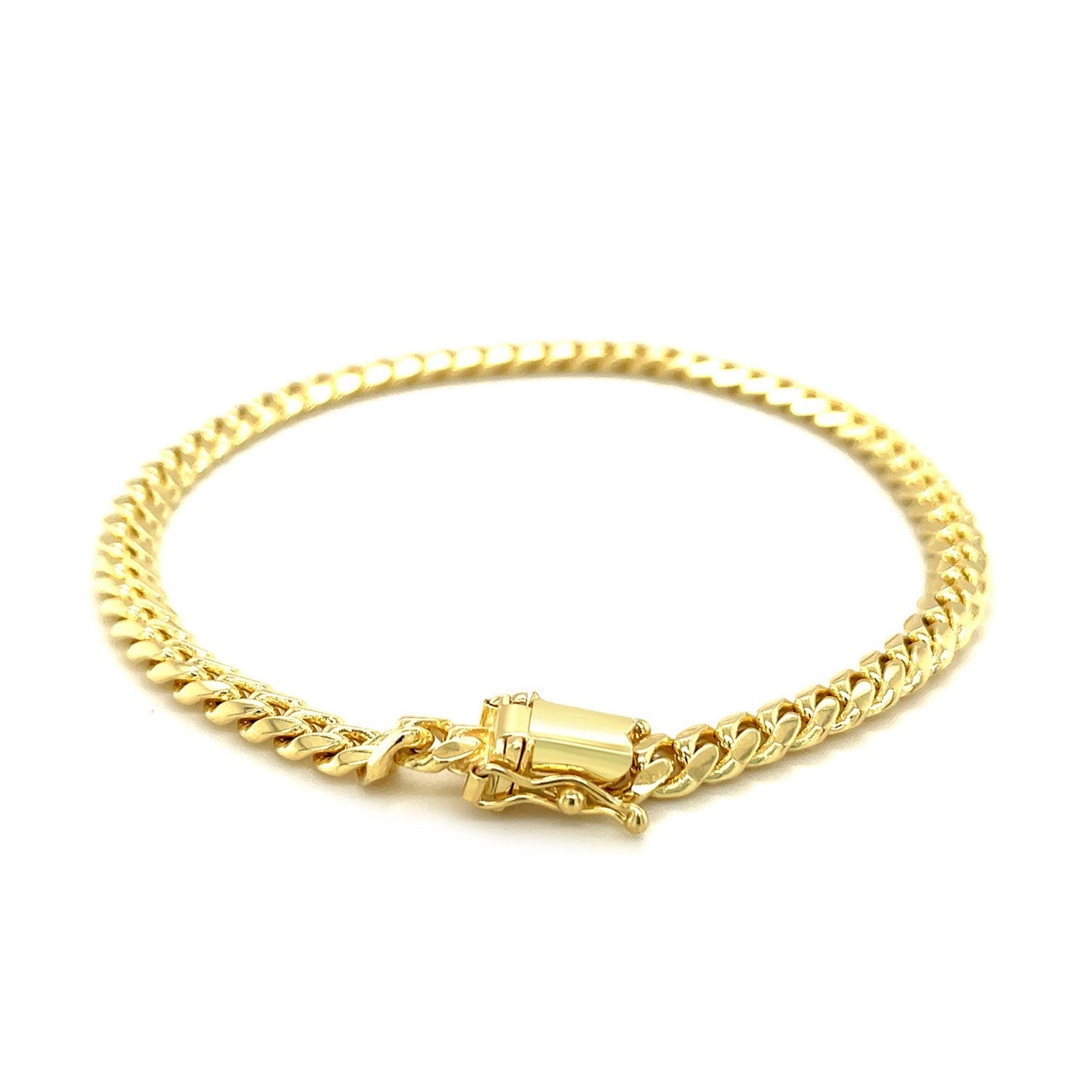 Pulsera sólida cubana Miami Clásica de 5.0mm de Oro Amarillo de 14k