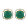 4.40 Carat Dyed Emerald and White Diamond .925 Sterling Silver Earrings