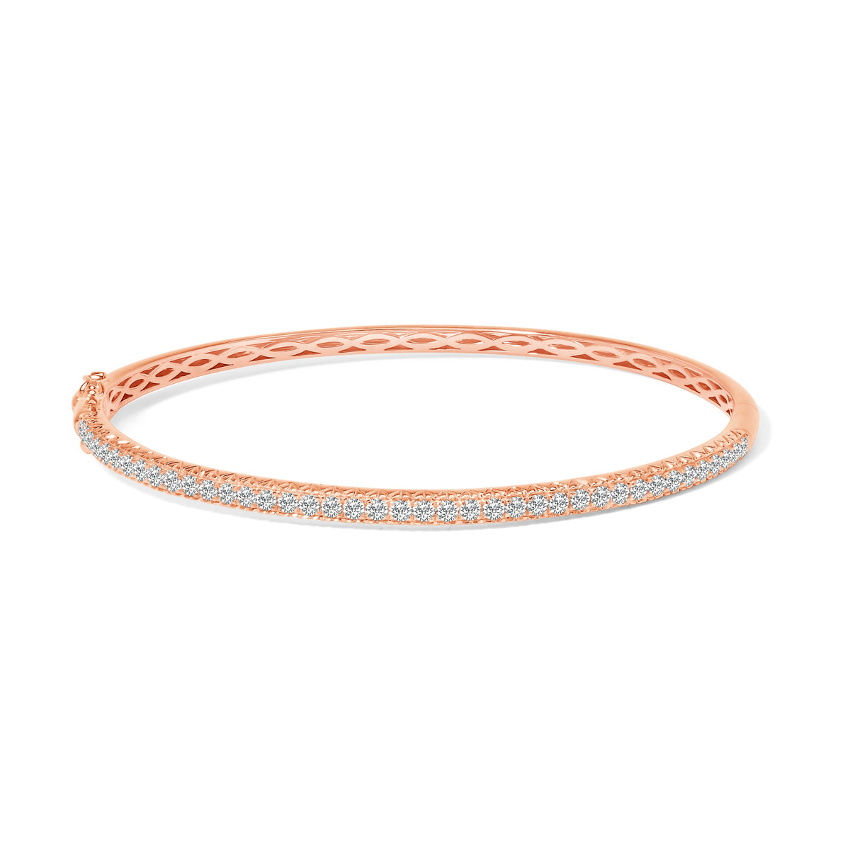 Pulsera de oro rosa de 14K con diamantes (1,00 Cttw, color G-H, claridad SI2-I1) de media eternidad - 7 pulgadas
