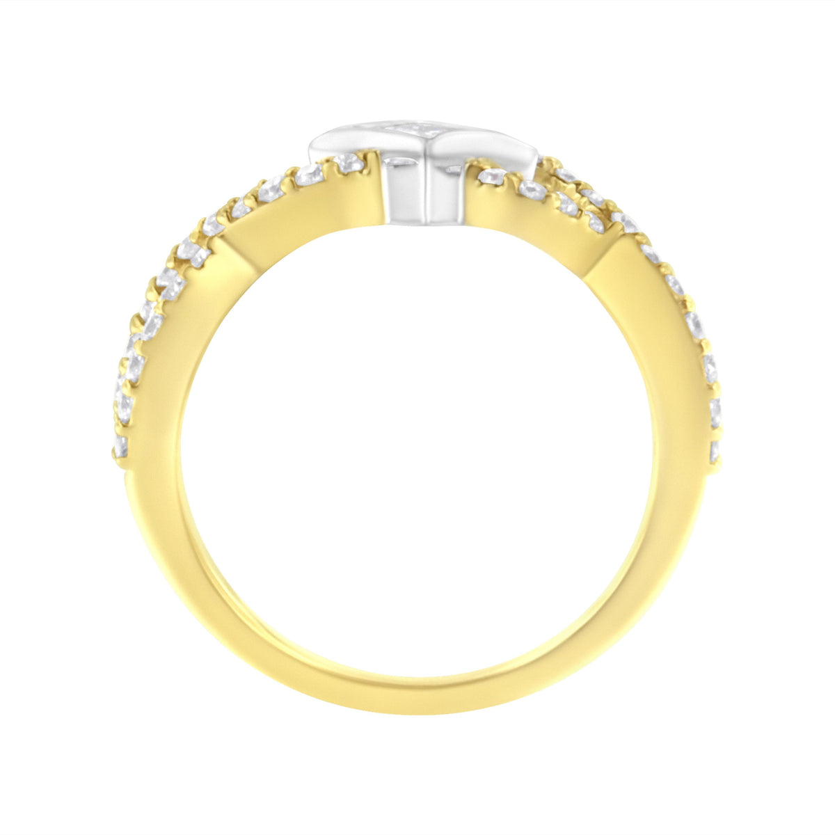 Anillo de oro de 10K bicolor con diamante de 5/8 Cttw en forma de cometa y vástago trenzado (color H-I, claridad SI2-I1)