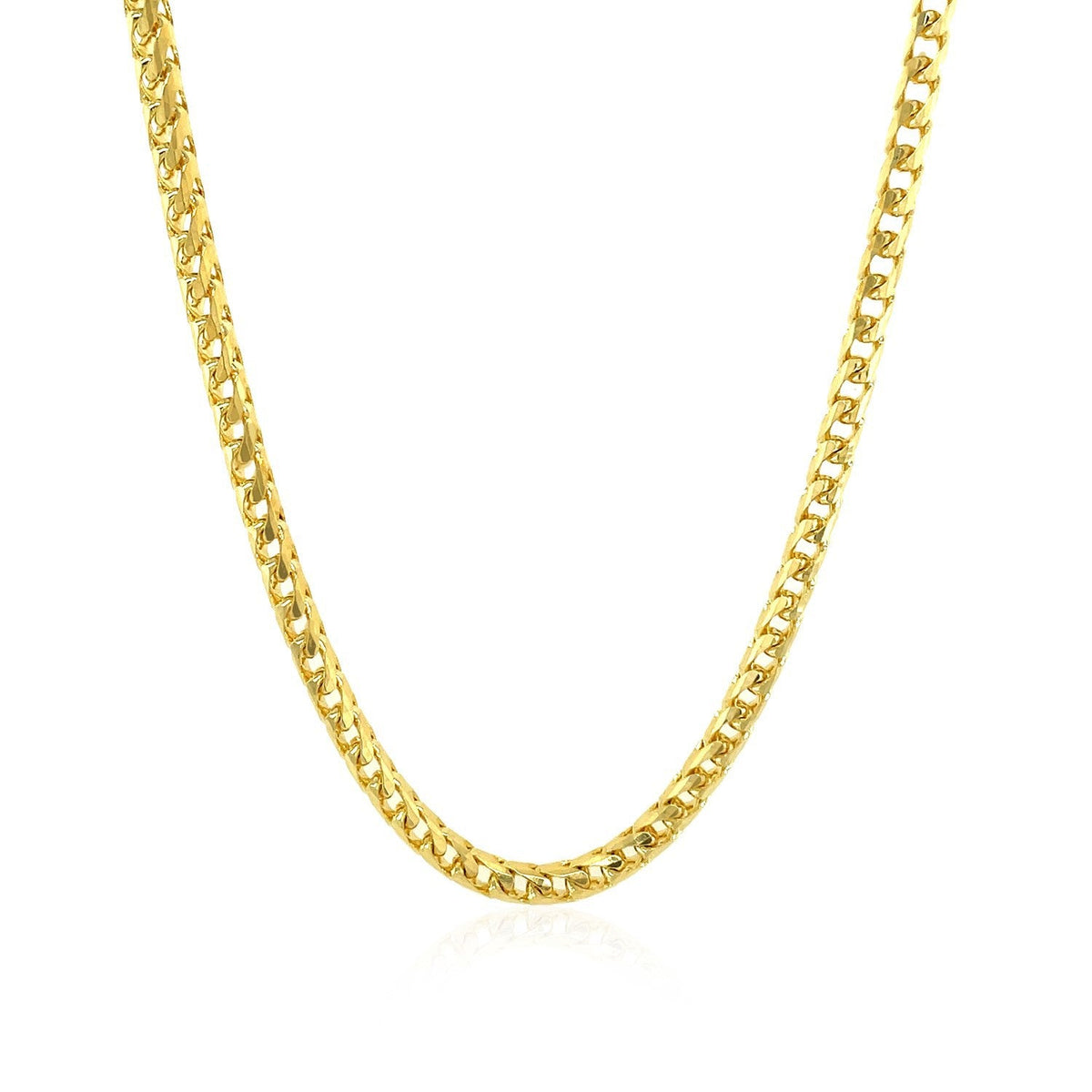 Cadena Franco redonda de oro amarillo macizo de 14k de 3.1mm con corte de diamante