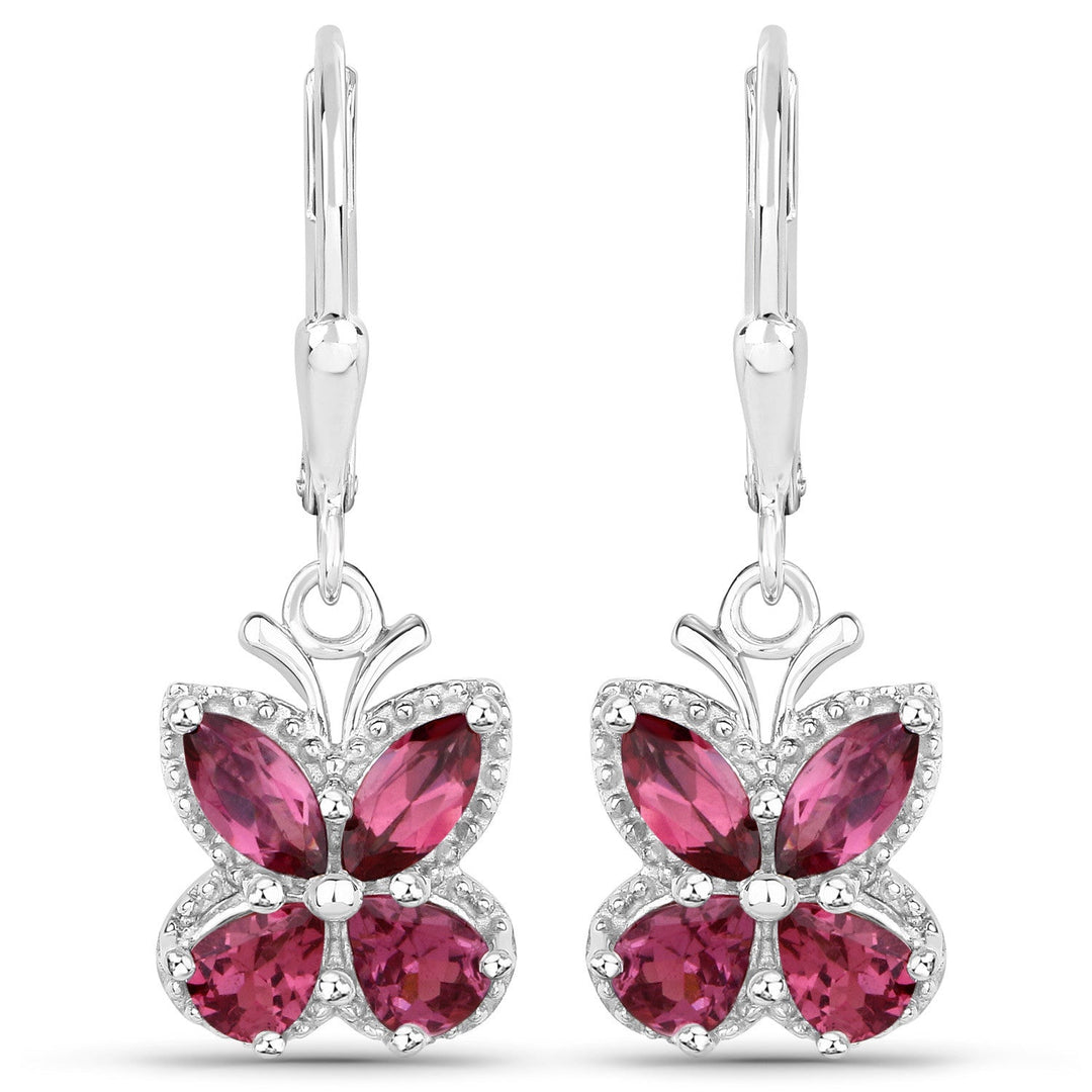 2.52 Carat Genuine Rhodolite Garnet .925 Sterling Silver Earrings