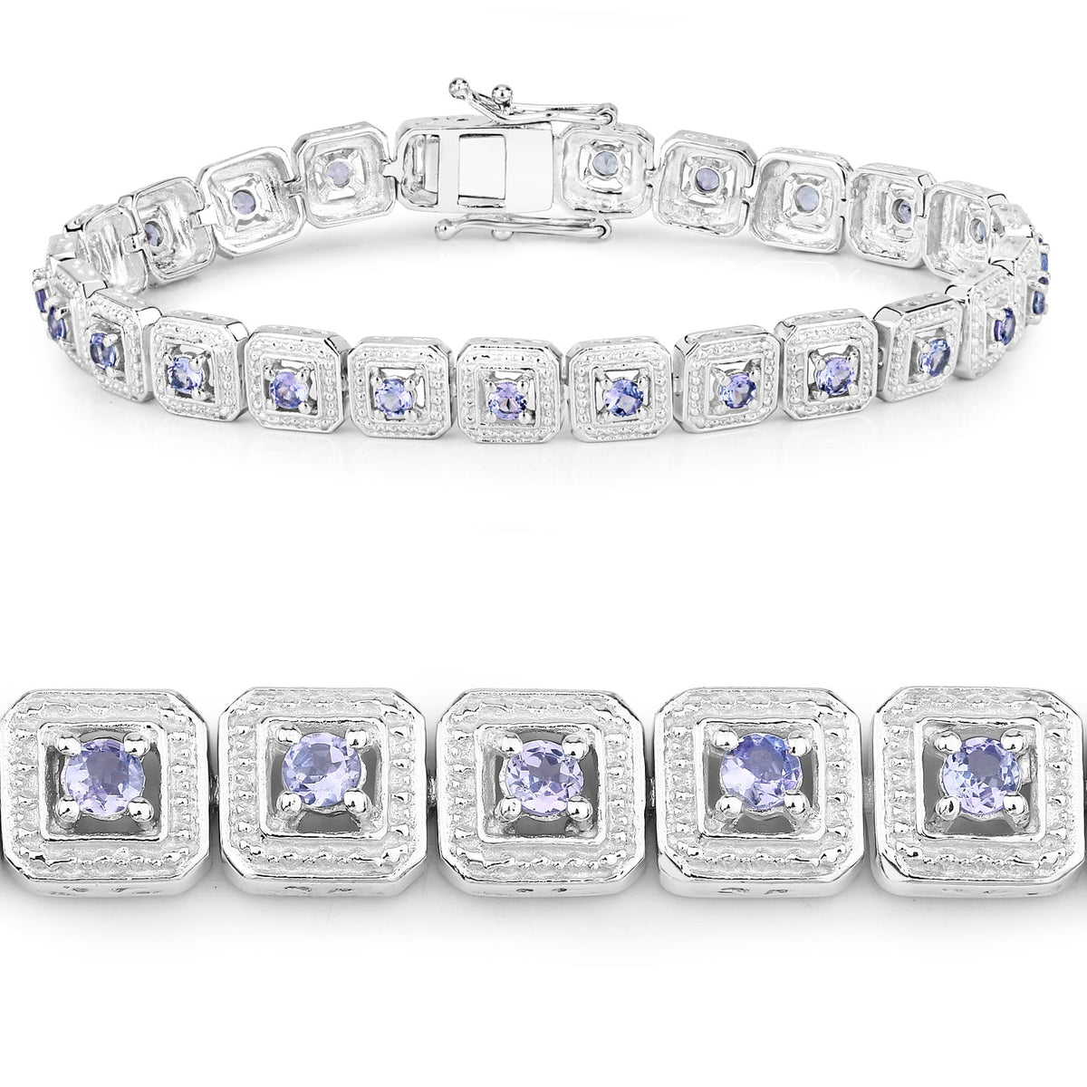 2.40 Carat Genuine Tanzanite .925 Sterling Silver Bracelet - imagen 2 de 6