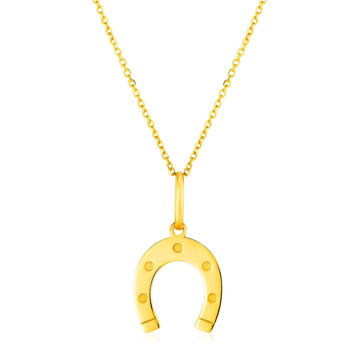 Collar de oro amarillo de 14 quilates con herradura