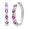10K White Gold, Â½ Cttw Diamond, & Â½ Cttw Lab-Grown Blue Sapphire Leverback Hoop Earrings (H-I Color, I1-I2 Clarity)
