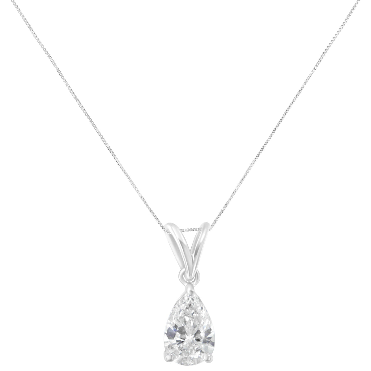IGI certified 10K White Gold 1/2 cttw Diamond Pear Pendant Necklace (I-J, I1) - image 2 of 4