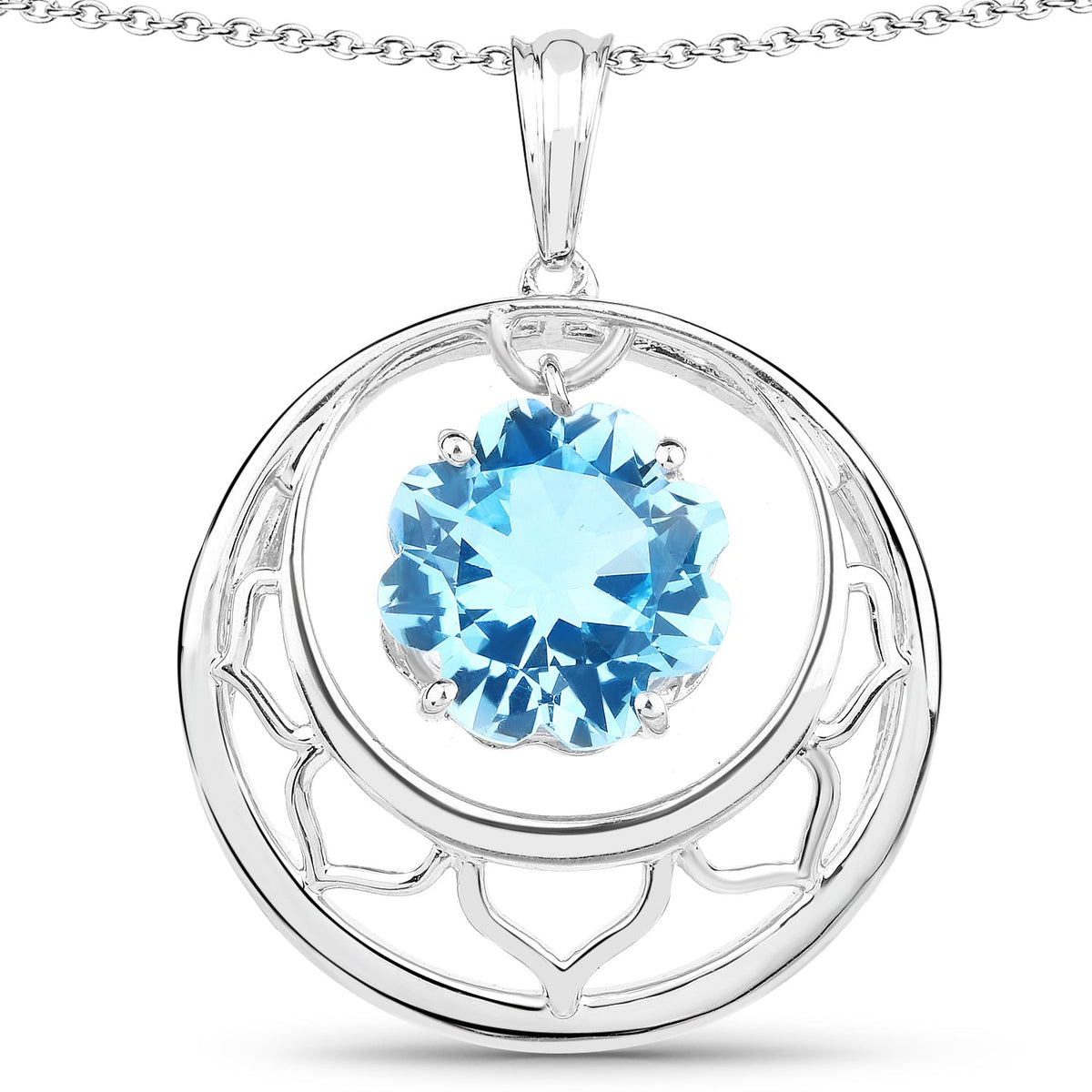 Colgante de topacio azul suizo auténtico de 8,75 quilates de plata esterlina .925