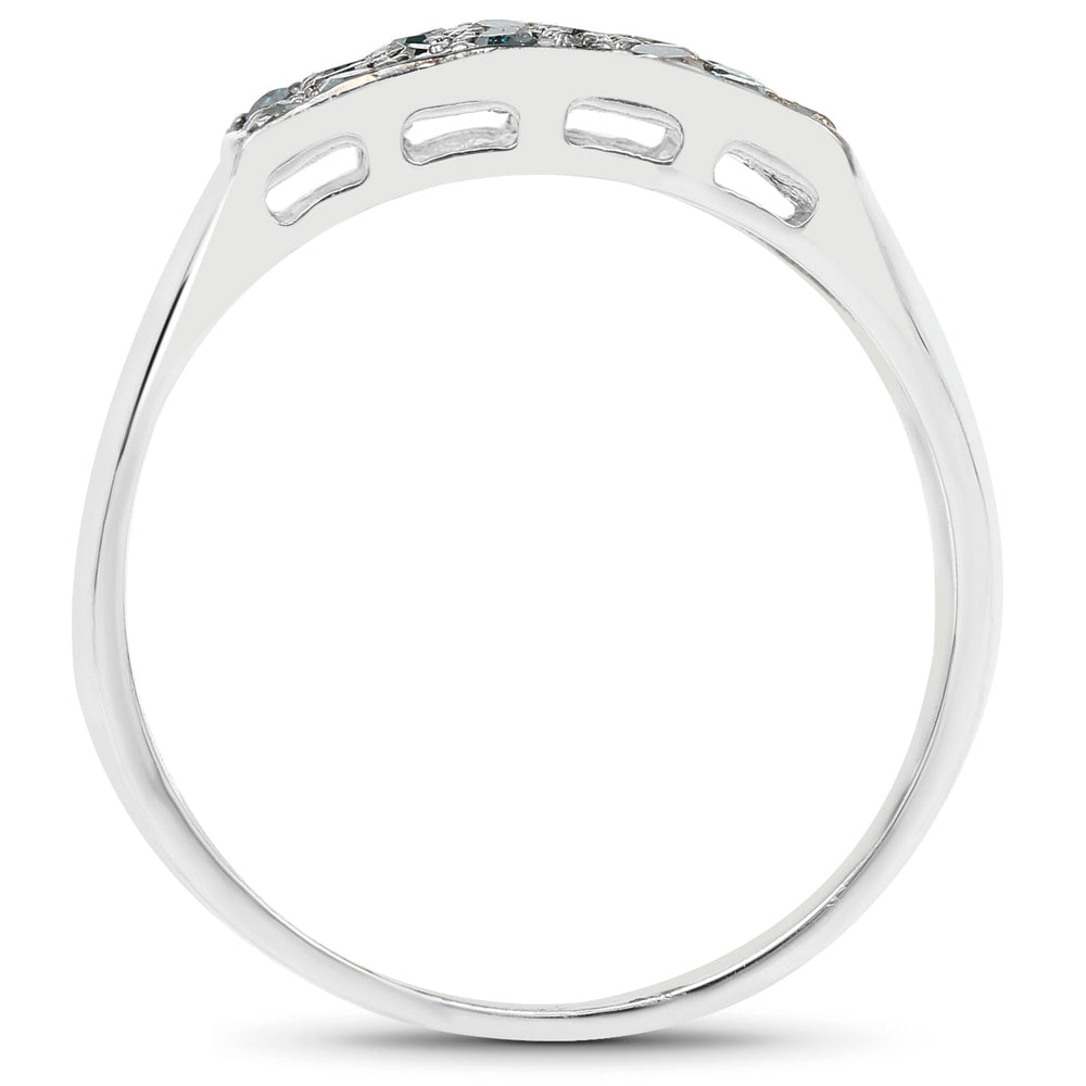 0.48 Carat Genuine Blue Diamond .925 Sterling Silver Ring