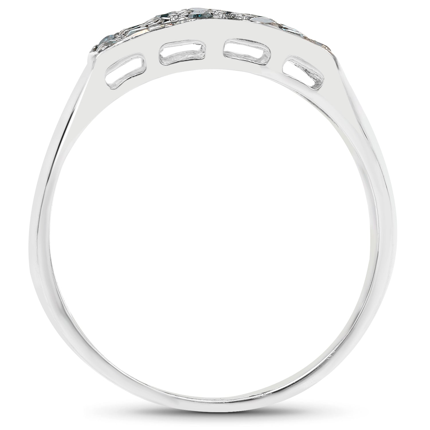 Anillo de plata de ley .925 con diamante azul genuino de 0,48 quilates