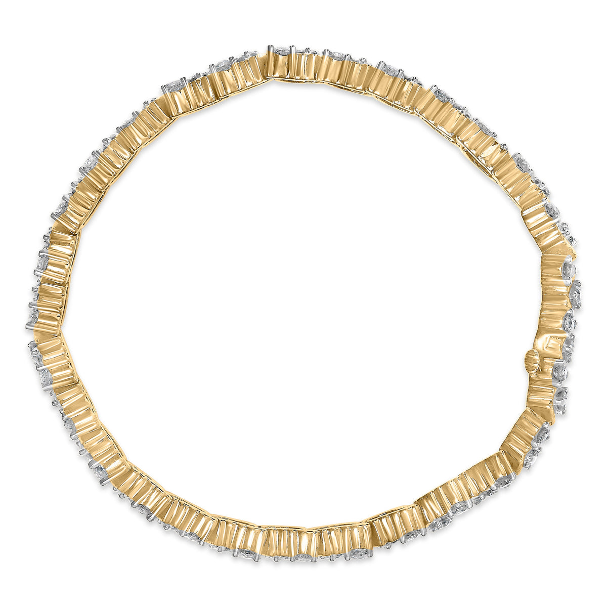 Pulsera de tenis de eslabones triangulares con diamantes de 4.00 quilates de oro amarillo de 14 quilates (color H-I, claridad I1-I2) - 7 pulgadas