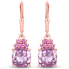4.90 Carat Genuine Pink Amethyst and Rhodolite .925 Sterling Silver Earrings