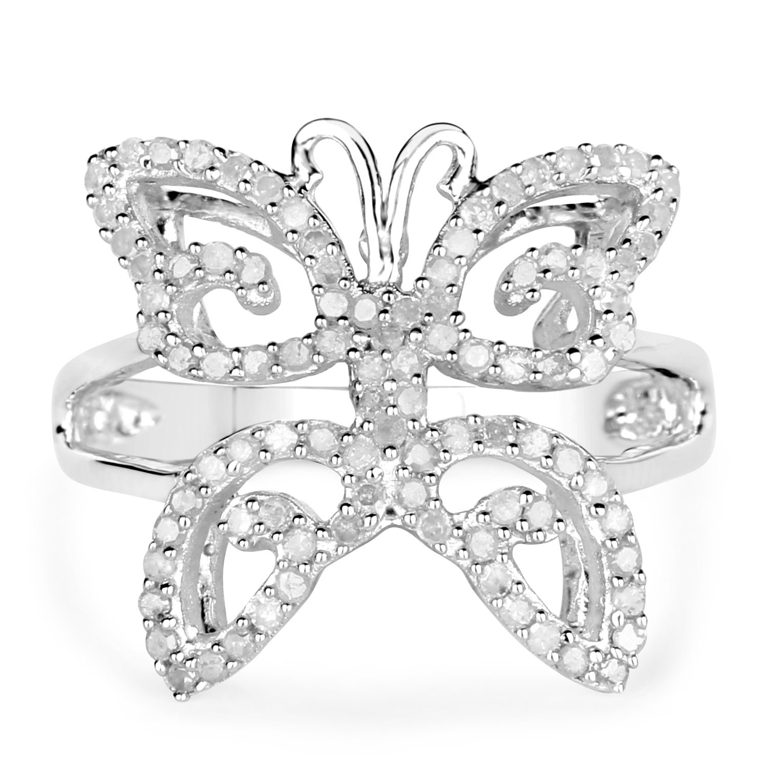 Anillo de plata de ley .925 con diamante blanco genuino de 0,58 quilates