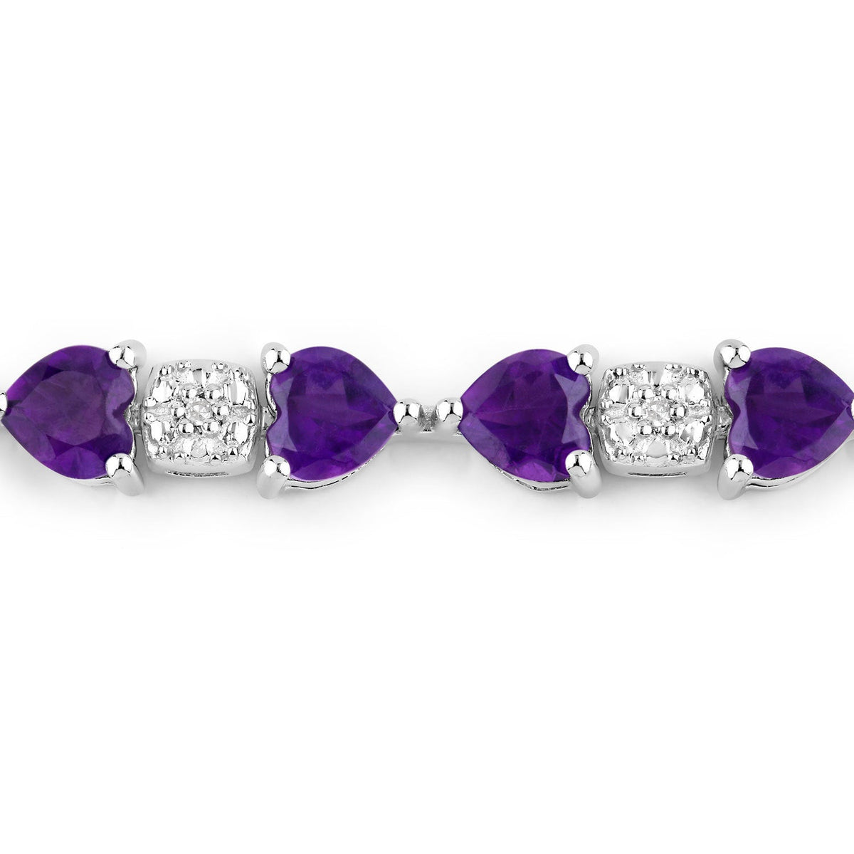 Pulsera de amatista genuina de 9,56 quilates y diamantes blancos en plata esterlina .925