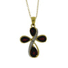 Colgante Religioso Cruz Diamante Granate Plata de Ley