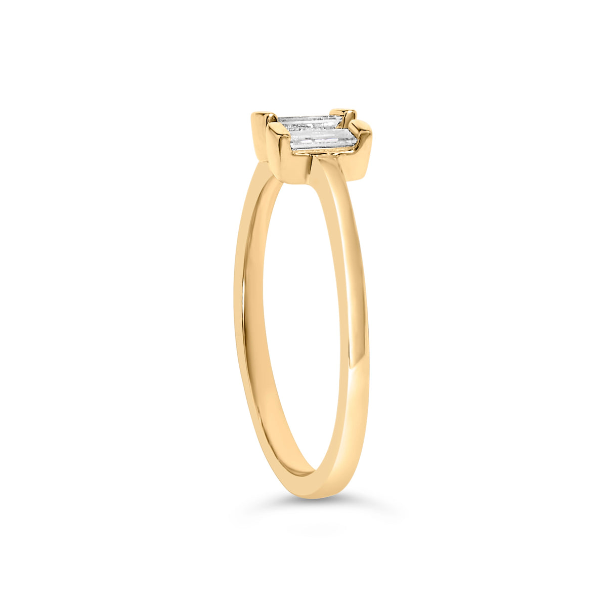 Anillo de banda abierta con baguette de diamantes de 1/5 quilates de oro amarillo de 14K sobre plata esterlina